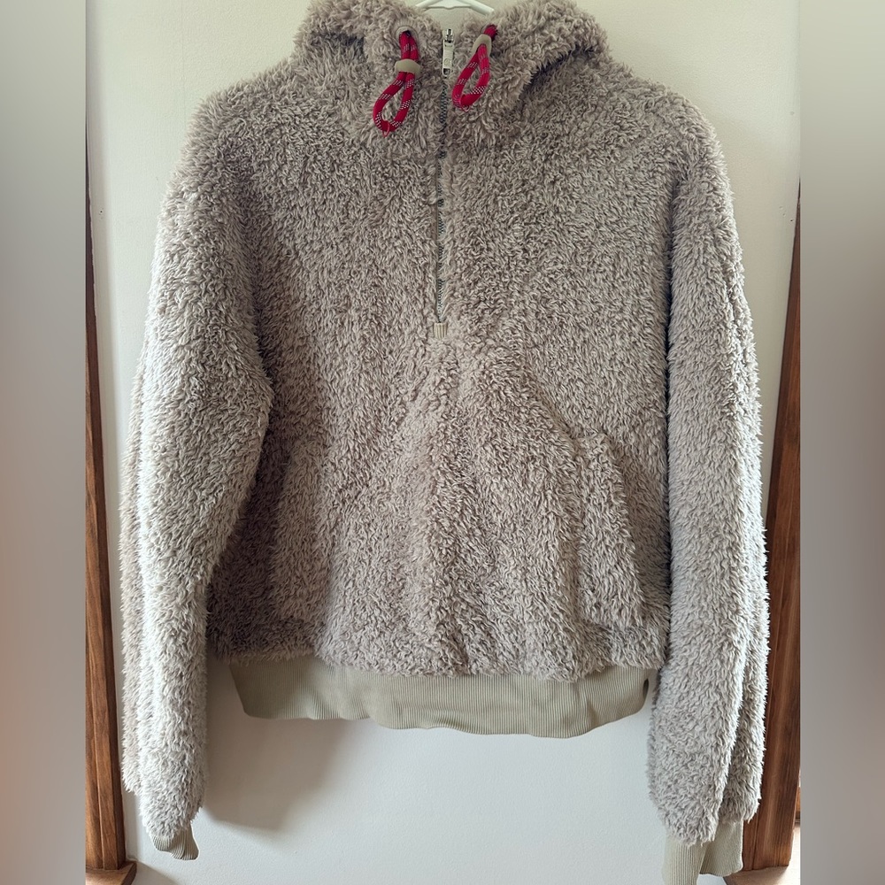 lululemon athletica Cream Teddy Jacket with Red Accents